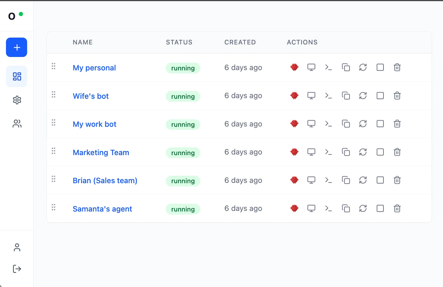 Claworc dashboard showing multiple OpenClaw AI agent instances running side by side
